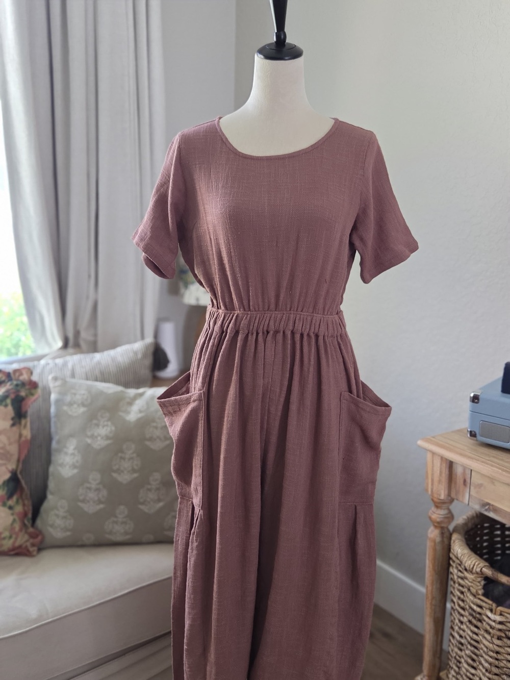 Free people Women's Mauve Short-Sleeve Pocket Jumpsuit